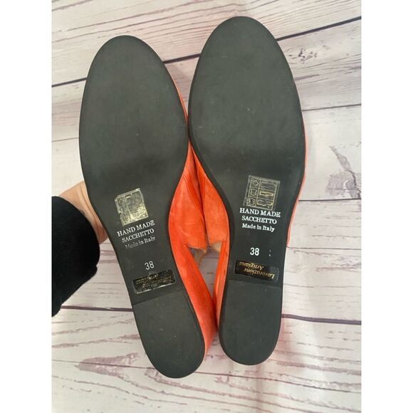 Women's Rue du Jour Orange Suede Slingback Wedge Heels Size 38 - Picture 7 of 10